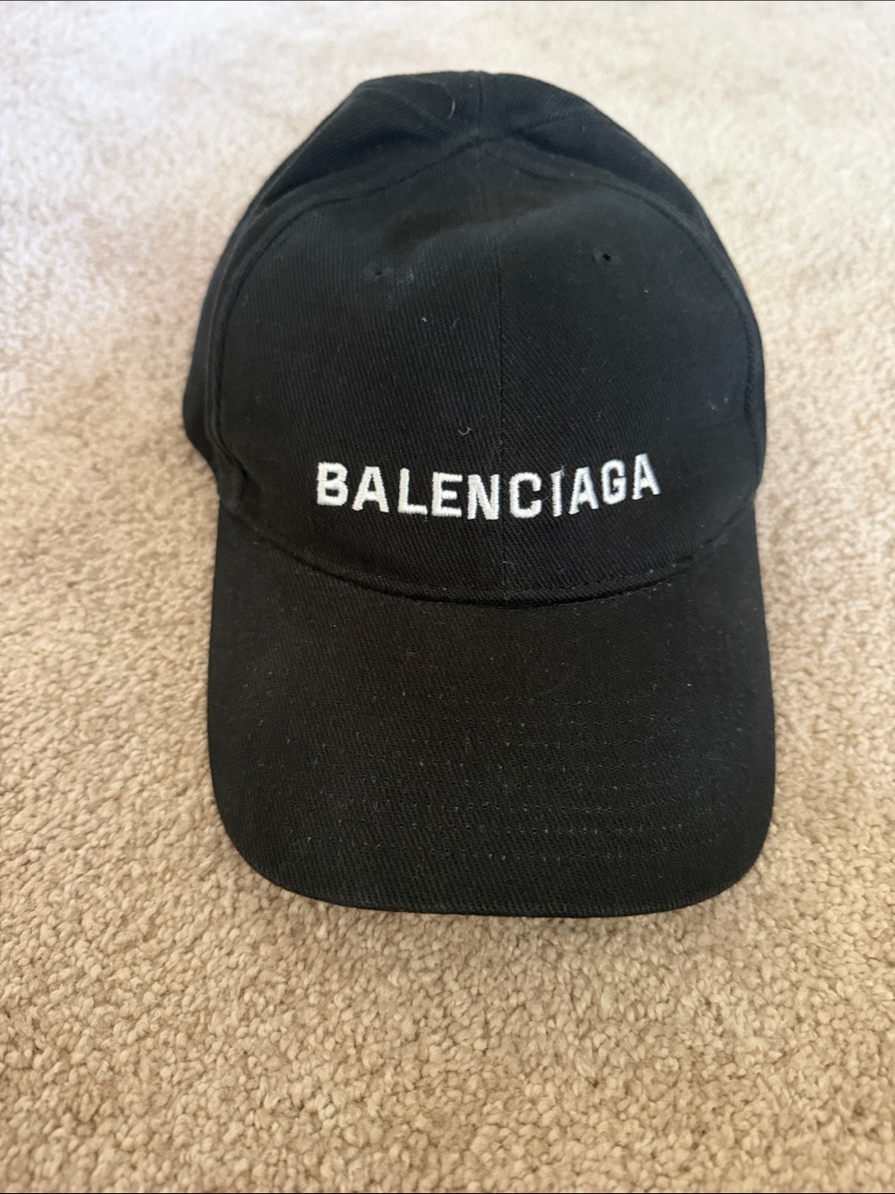 Balenciaga Black Baseball Cap with White Logo Embroidery